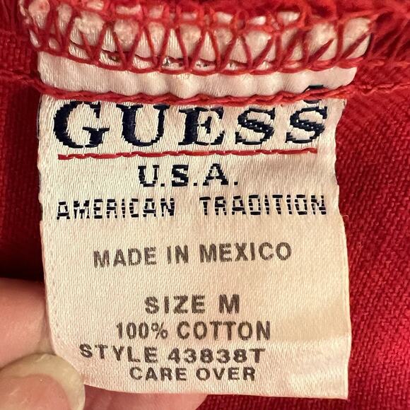 Guess Women's Denim Jacket Medium Vtg Red Jean Pockets Trucker Biker 90's Y2K - Picture 6 of 10